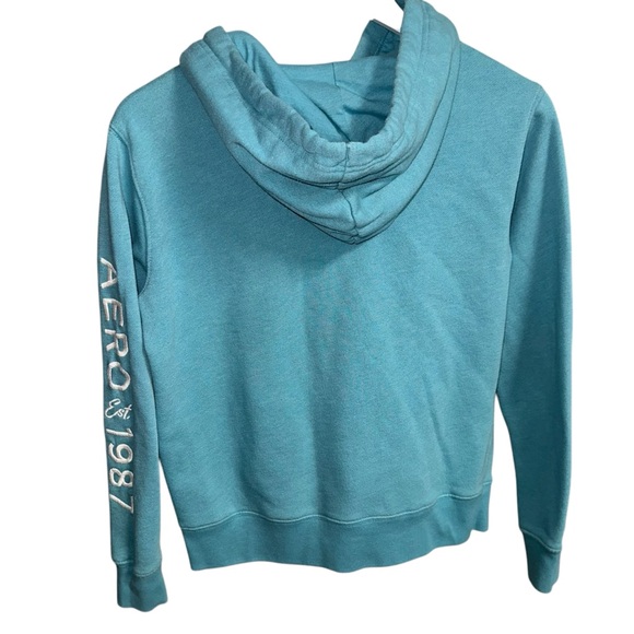 Aeropostale Blue Floral Pullover Sweatshirt Comfy Hoodie Size Small - Picture 8 of 9